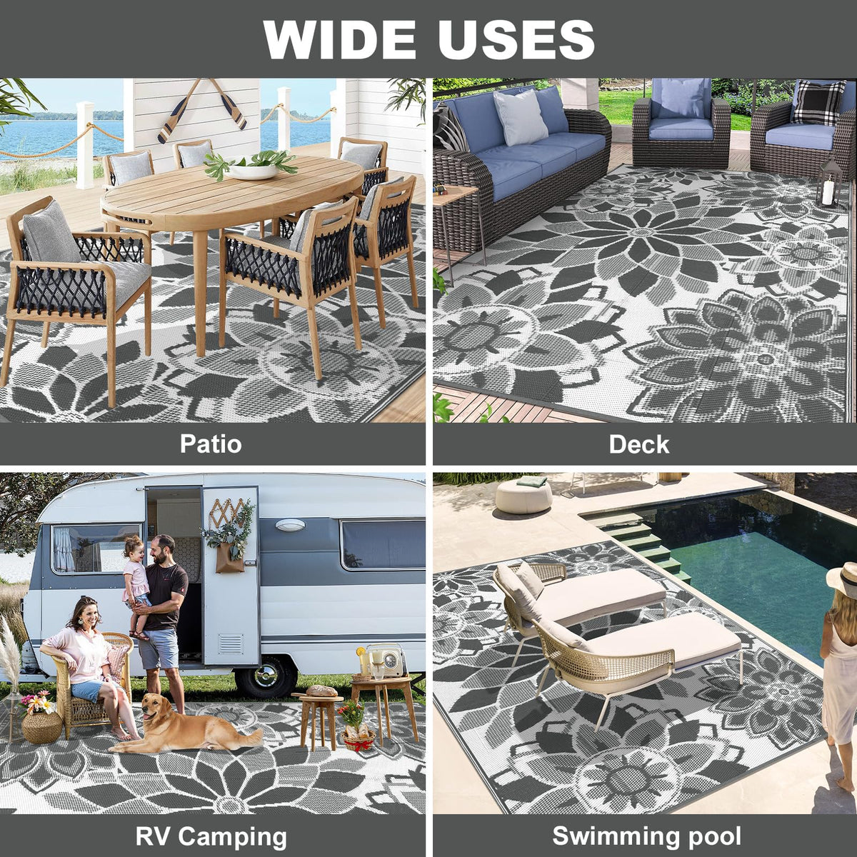 LOKHOM 8x10ft rug delivers soft underfoot on poolside or porch