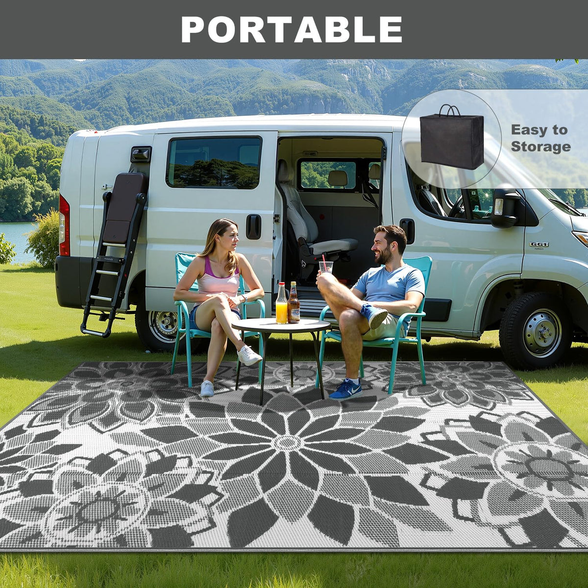 LOKHOM outdoor mat resists spills with quick rinse cleanup