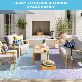 LOKHOM indoor-outdoor rug suited for multiple spaces