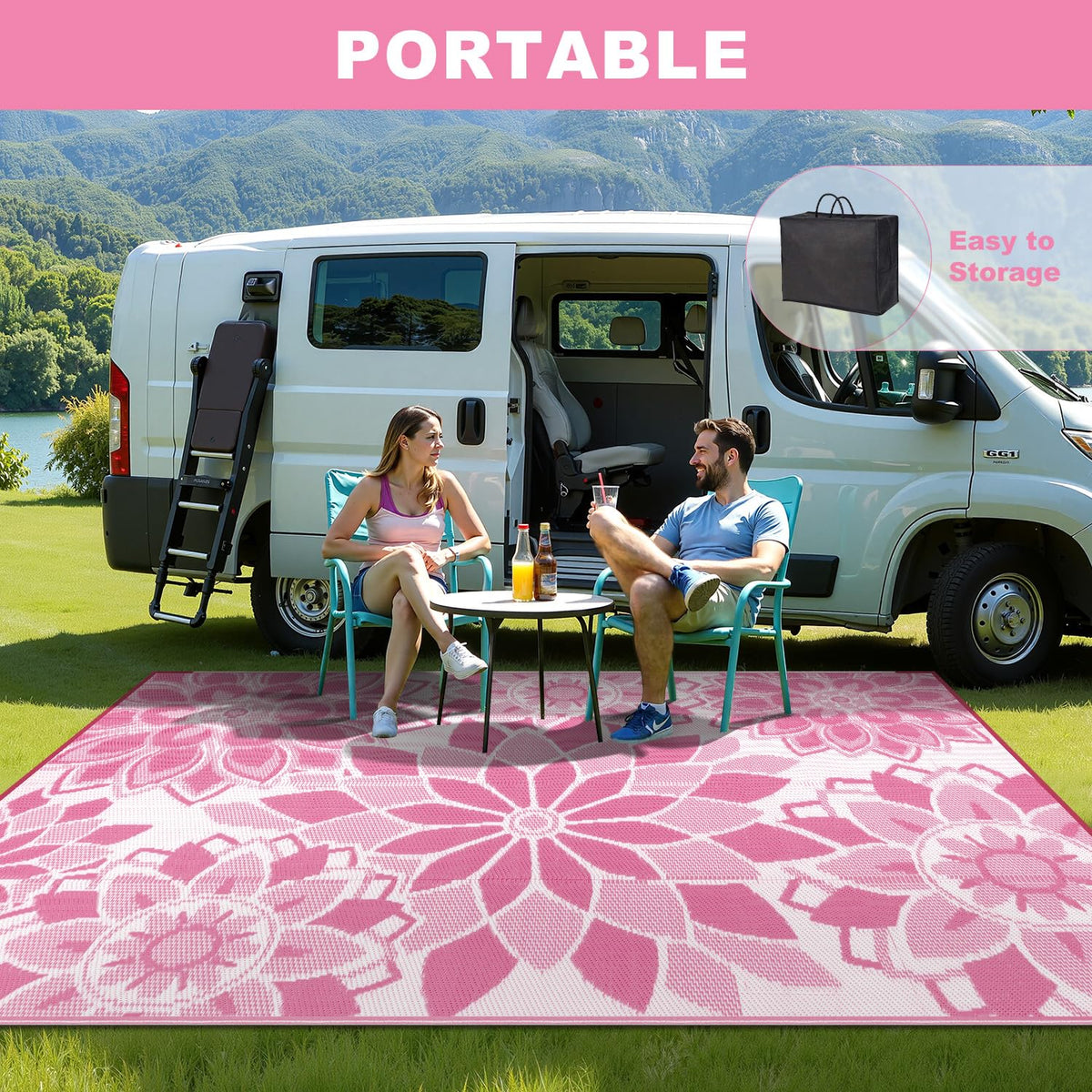 LOKHOM rug placed on patio/deck to enhance outdoor living space