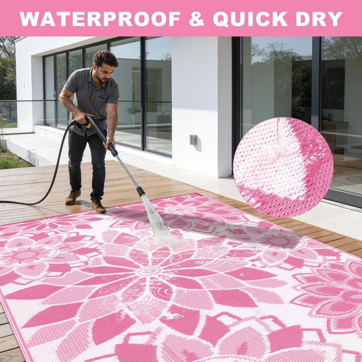 LOKHOM rug folded into carry bag for easy transport on trips