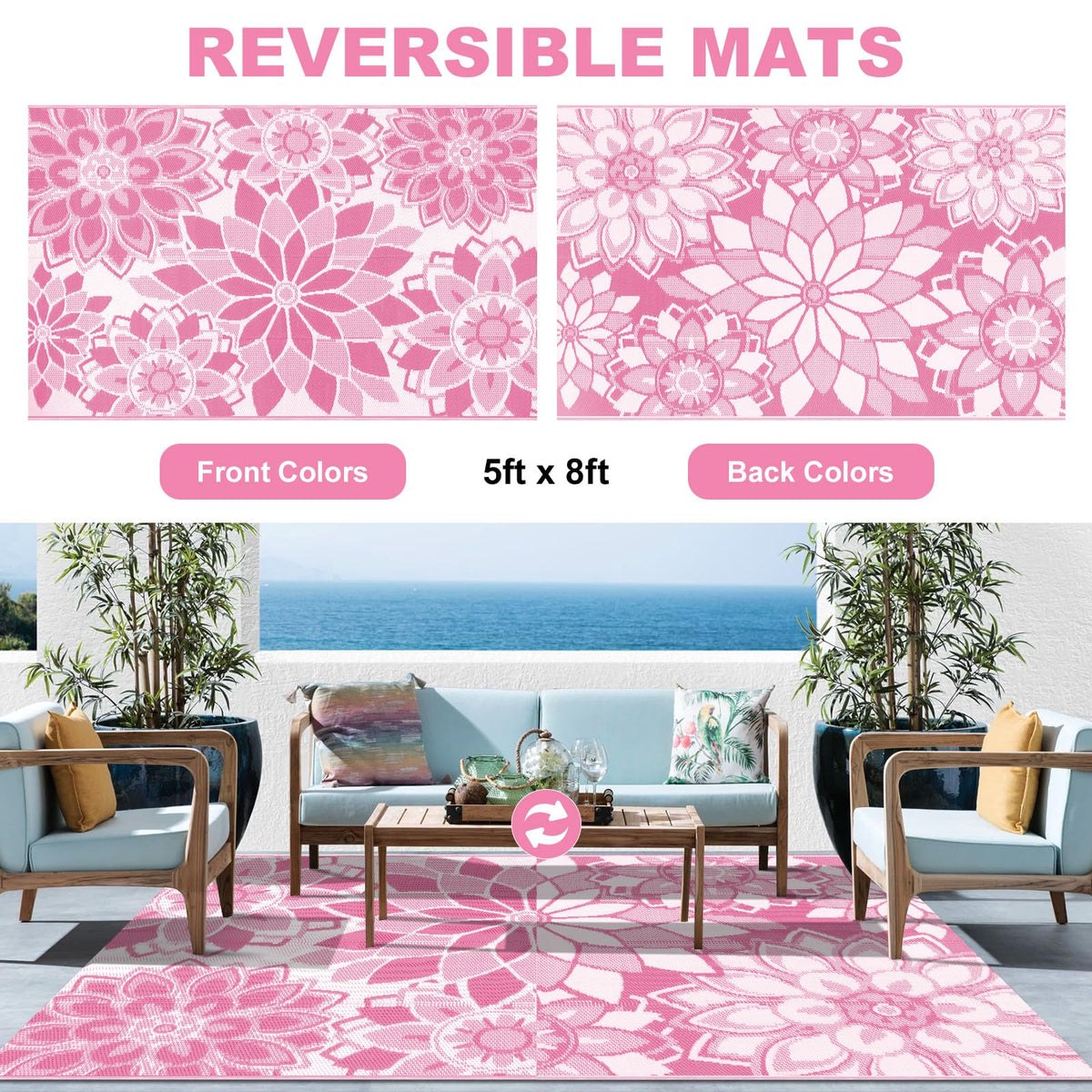 LOKHOM rug with UV-resistant coating protecting color under sun exposure