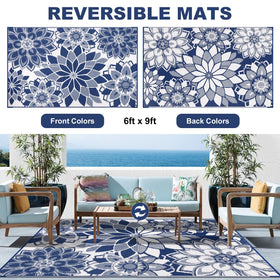 LOKHOM navy blue and white outdoor rug resists stains and spills