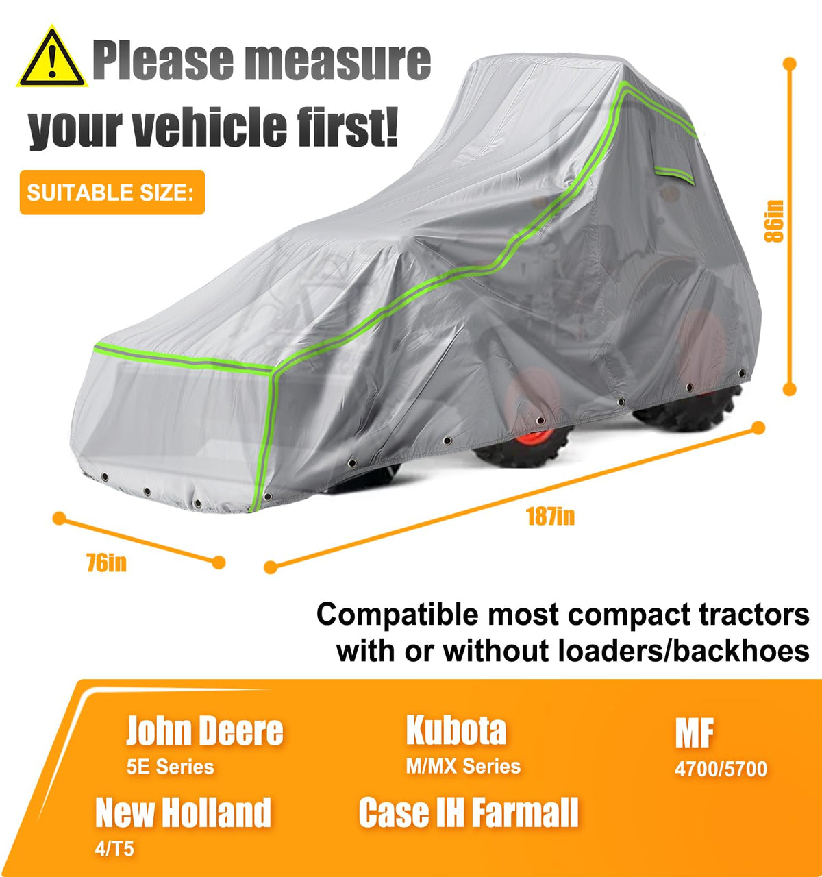 LOKISBEAURY tractor cover side view fits a wide range of tractors.