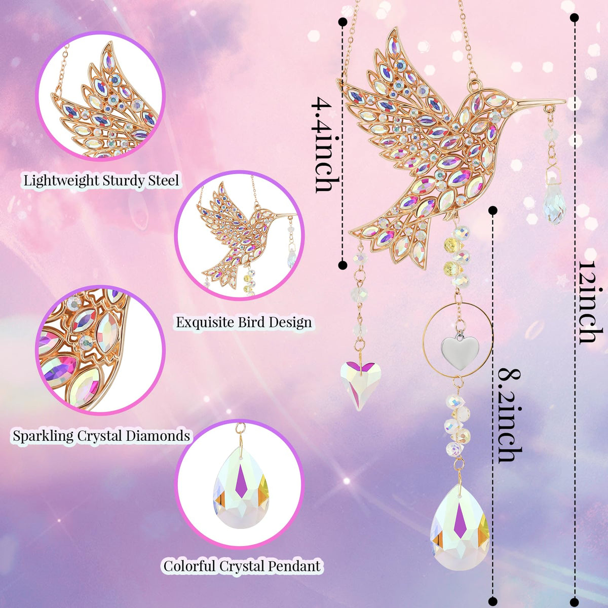 LOKOZ hummingbird crystal sun catcher bedroom — enhances windowsills and lighting