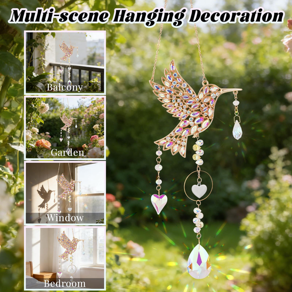 LOKOZ hummingbird crystal sun catcher patio — durable sun catcher for outdoor display