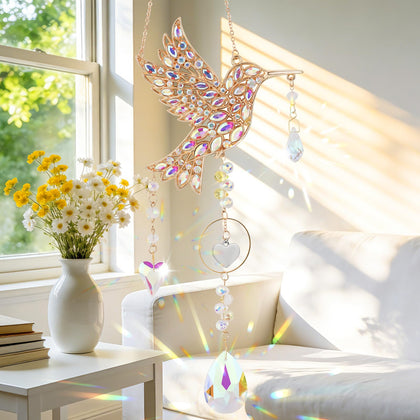 LOKOZ hummingbird crystal sun catcher window — brightens interiors with light reflections