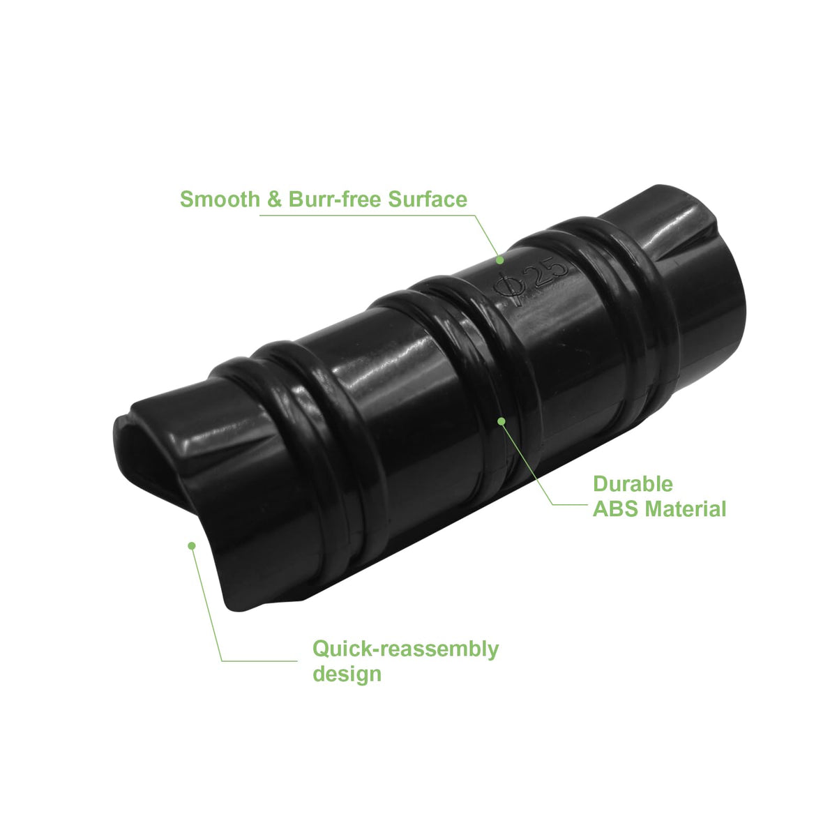 LOLEDE 1inch ABS clamps shown securing pipes easily.
