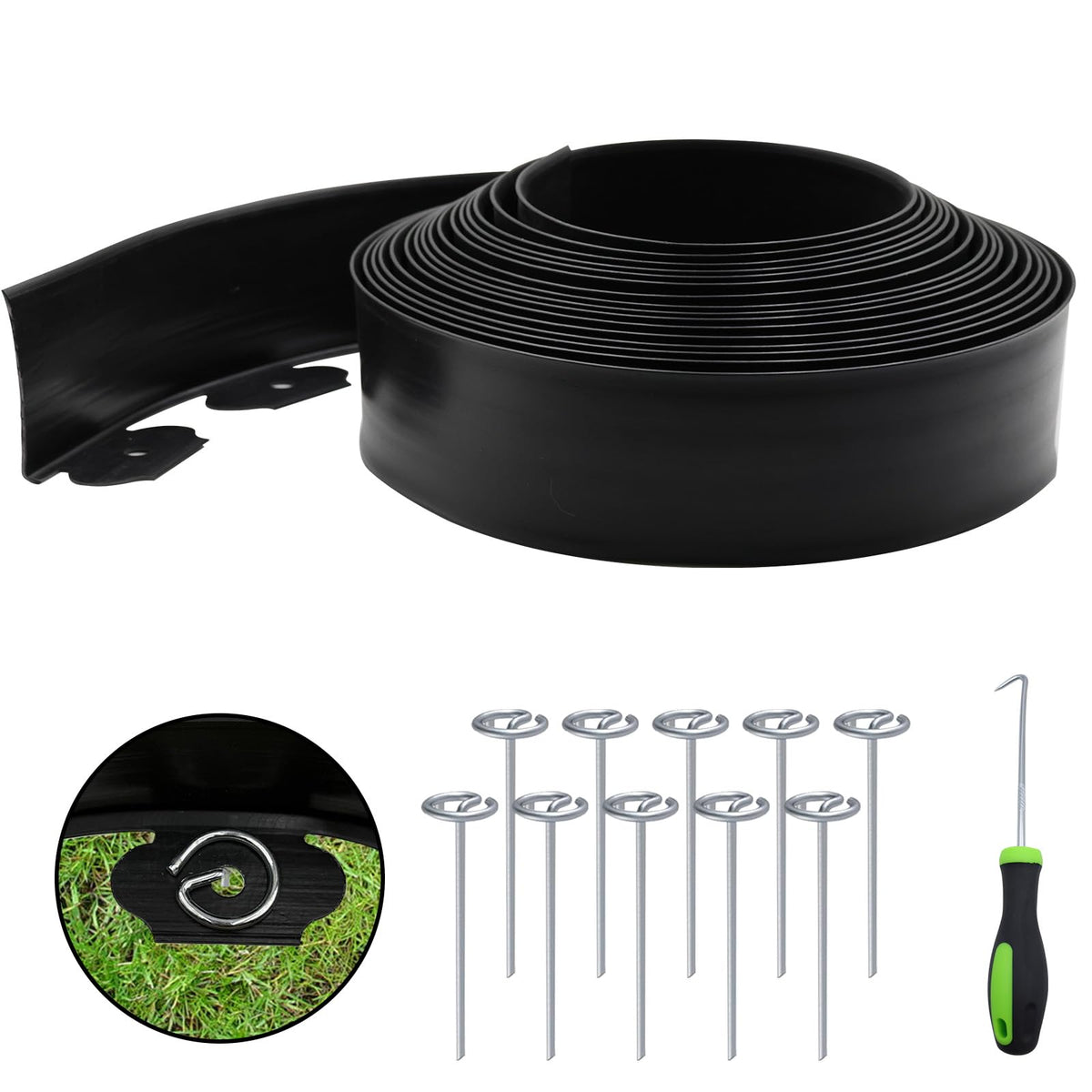 LOLEDE landscape edging kit along a garden bed for defined borders