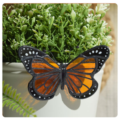 Lolitarcrafts monarch butterfly suncatcher brightens sunlit window for warm color.