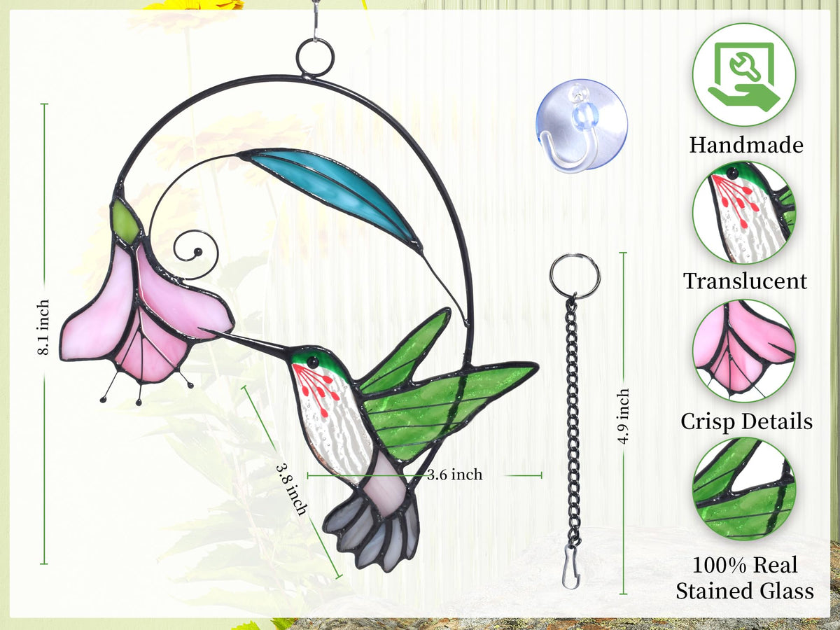 Lolitarcrafts green flower stained glass suncatcher brightens mornings near the window