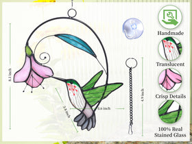 Lolitarcrafts green flower stained glass suncatcher brightens mornings near the window