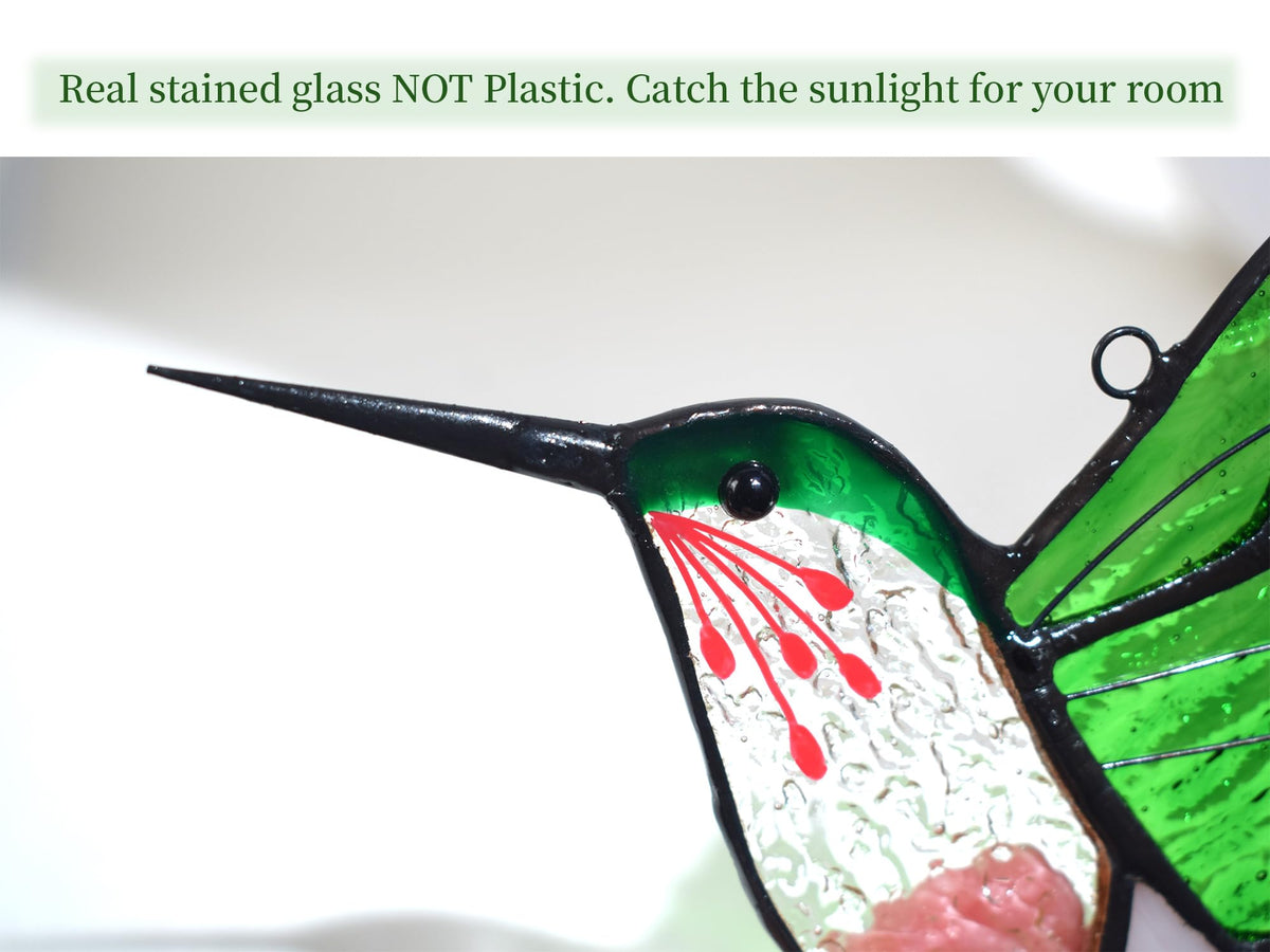 Lolitarcrafts floral hummingbird glass ornament adds color to any window display