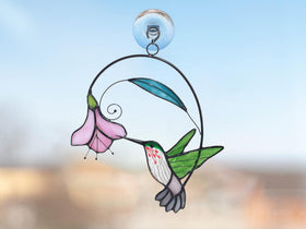 Lolitarcrafts sunlit hummingbird suncatcher pairs well with plants or curtains
