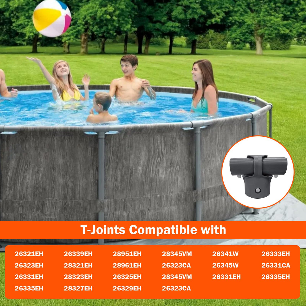 Lomens 12427 leg-beam T-joint for Intex Ultra Frame 20ft pool, reliable fit.