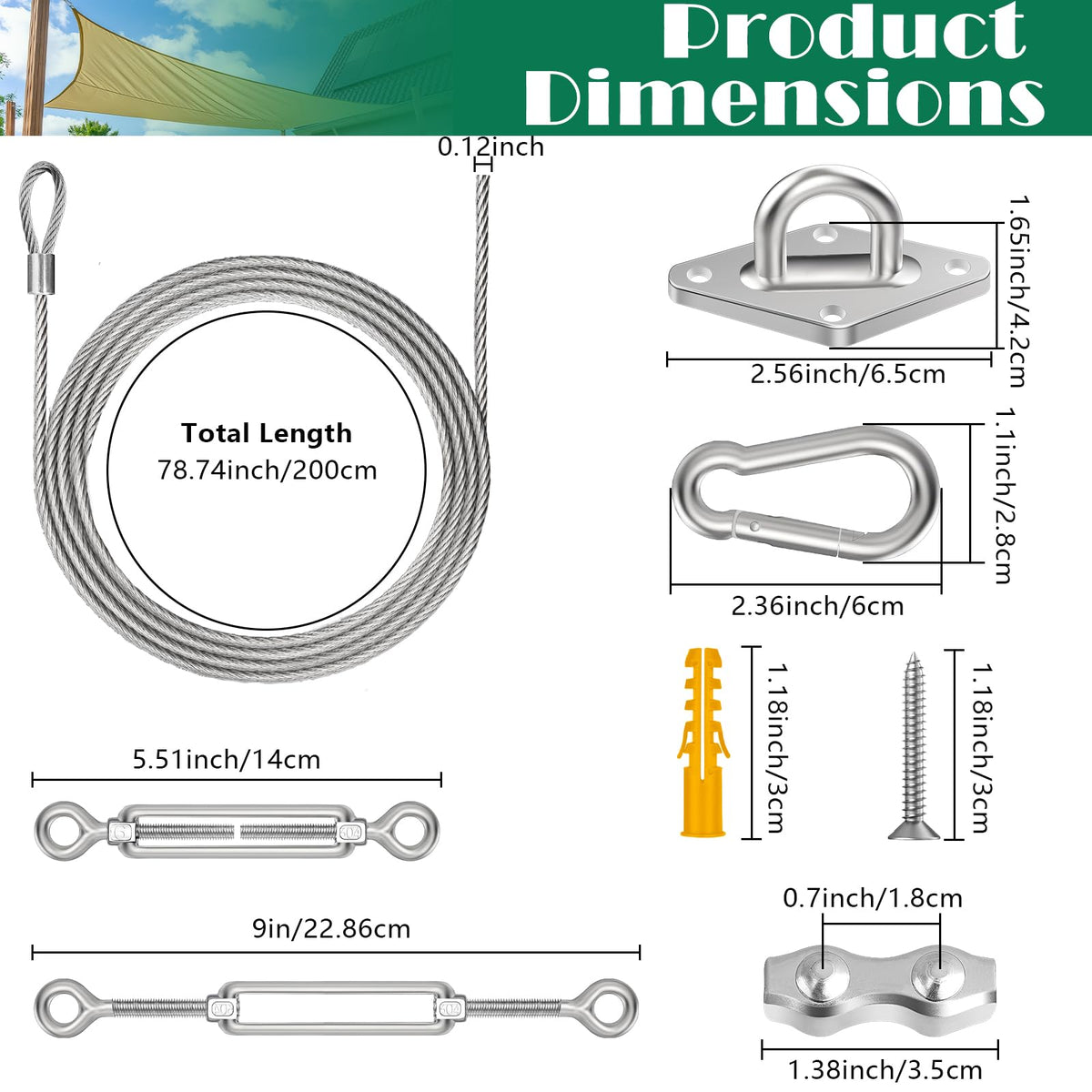 Lomoky 5-5 inch adjustable turnbuckle enables precise tensioning for shade sails.