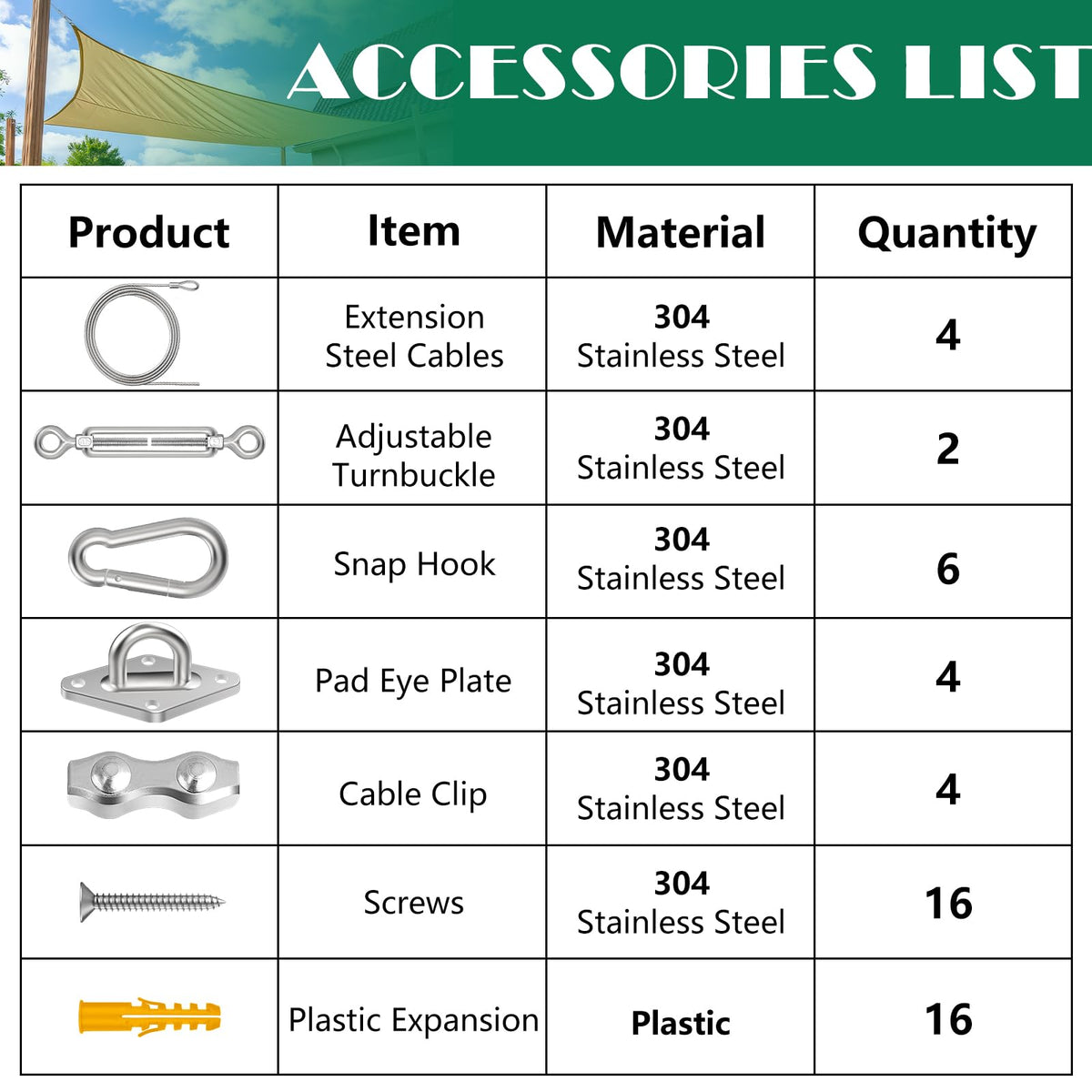 Lomoky stainless steel wire rope provides weatherproof support for outdoor canopies.