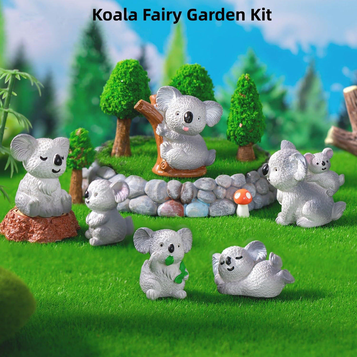 LONCESS durable resin koala figurines for long-lasting garden decor.