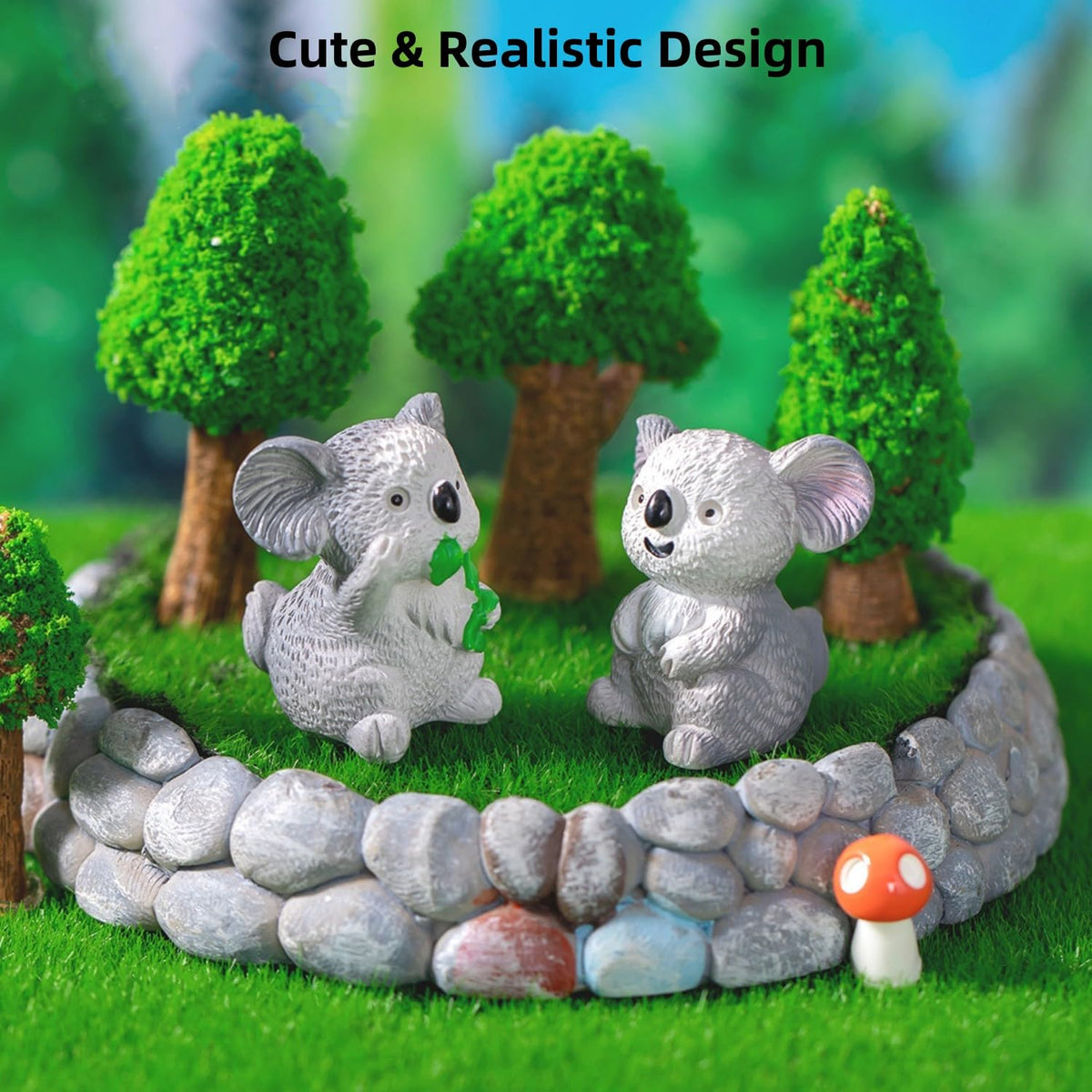LONCESS koala figurine touching its stomach for cozy desktop decor.