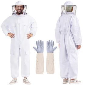 LONGADS bee suit with round veil provides clear visibility for safe hive inspections.