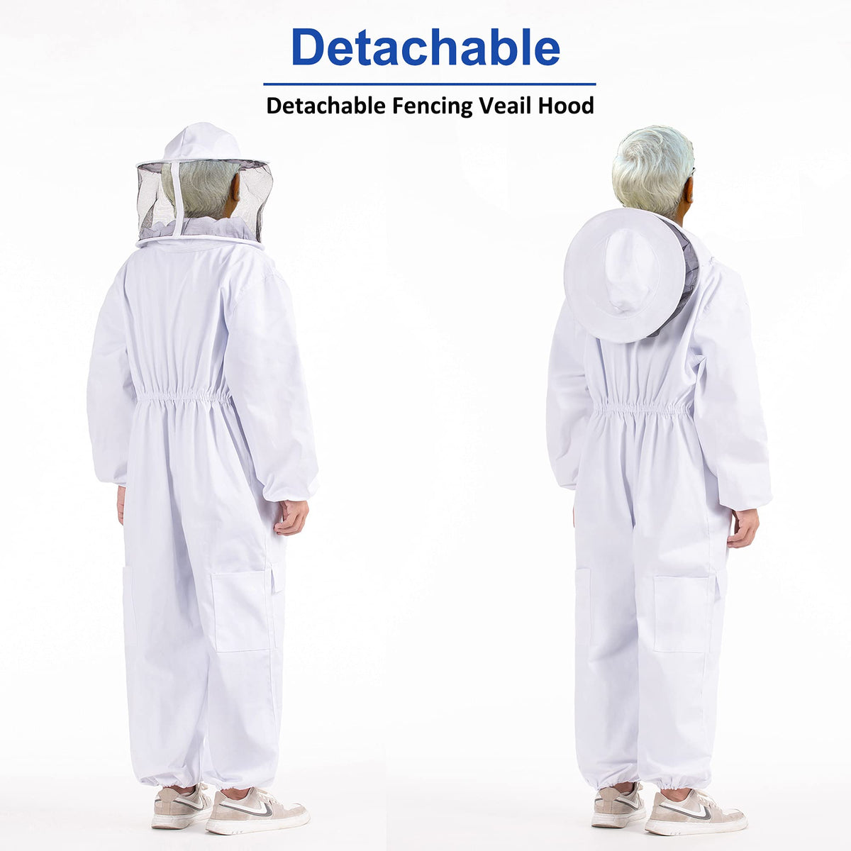 LONGADS detachable veil with elastic bands ensures secure fit and wide view.
