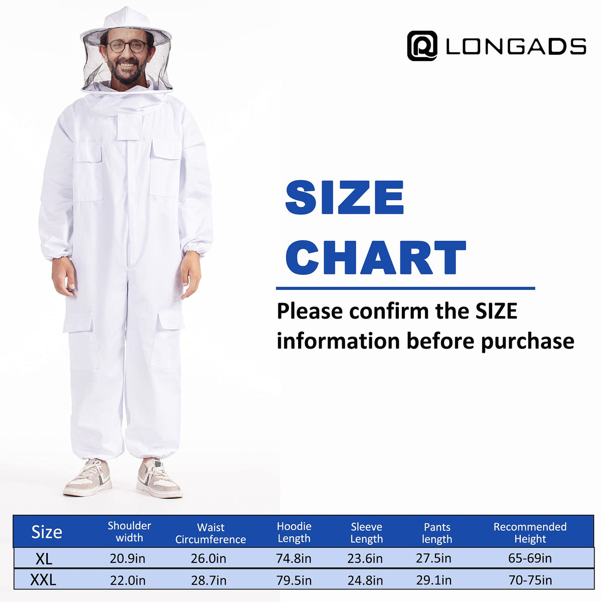 LONGADS full-body protection gear helps reduce sting exposure during harvests.