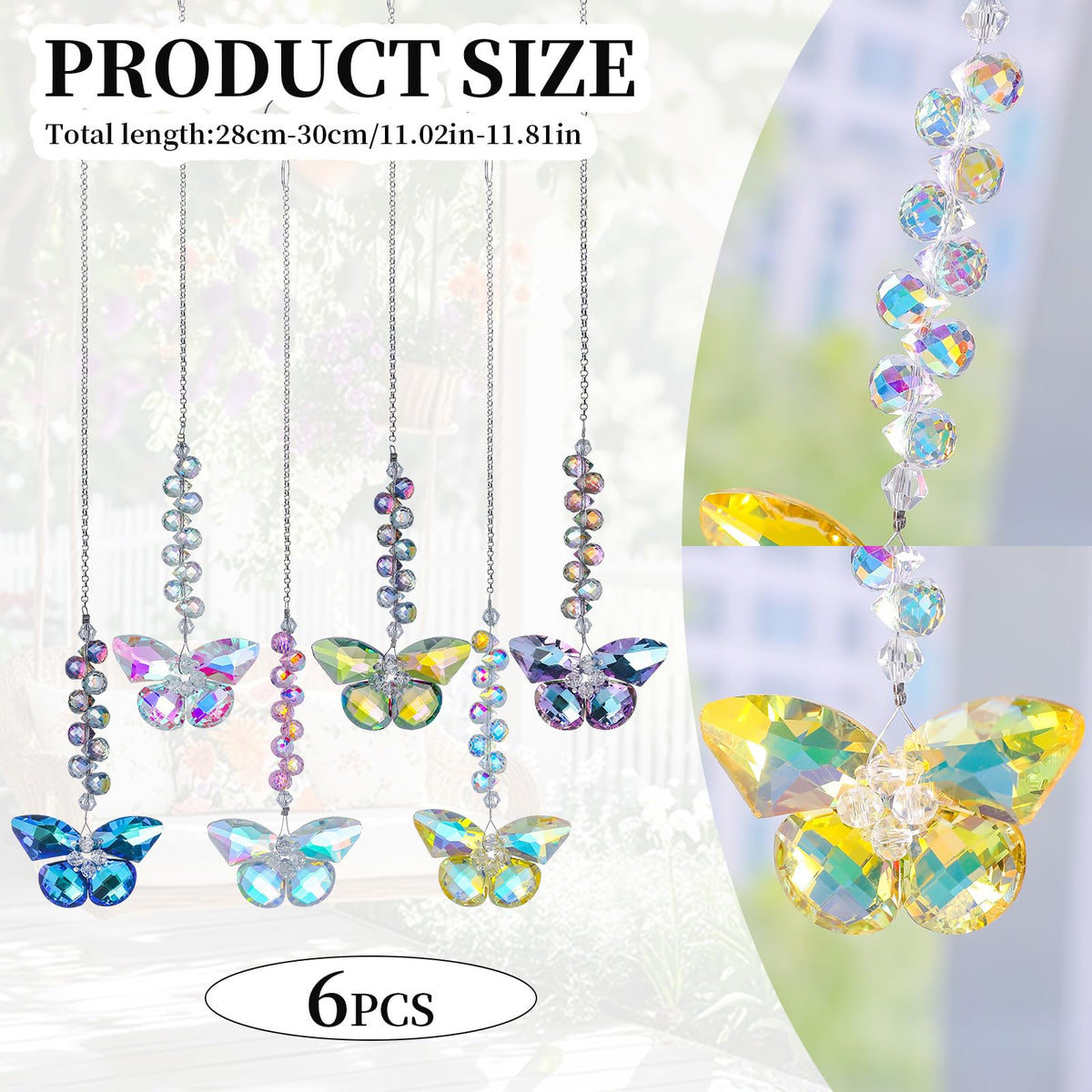 Longsheng crystal butterfly suncatcher hanging pendant enhances garden sunlight