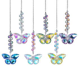 Longsheng crystal butterfly suncatcher car pendant adds rainbow accents