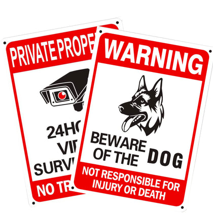 LONGYUN beware of dog sign for outdoor use, clear property warning.