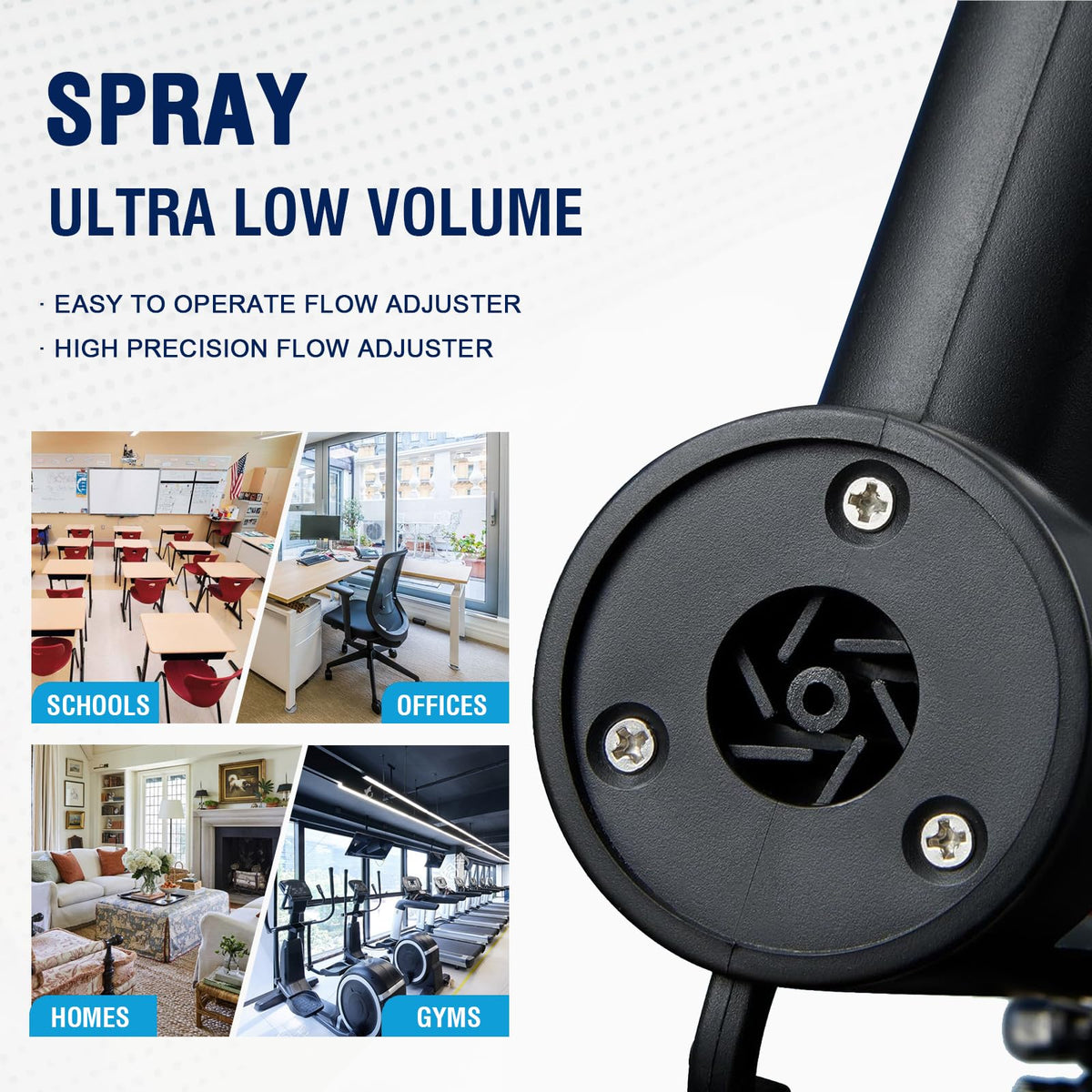Adjustable flow control for customizable mist output.