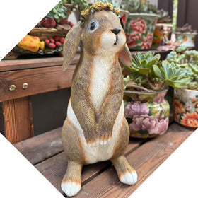 Lonyin Deco Bunny Garden Statue close-up fur detail shows craftsmanship.