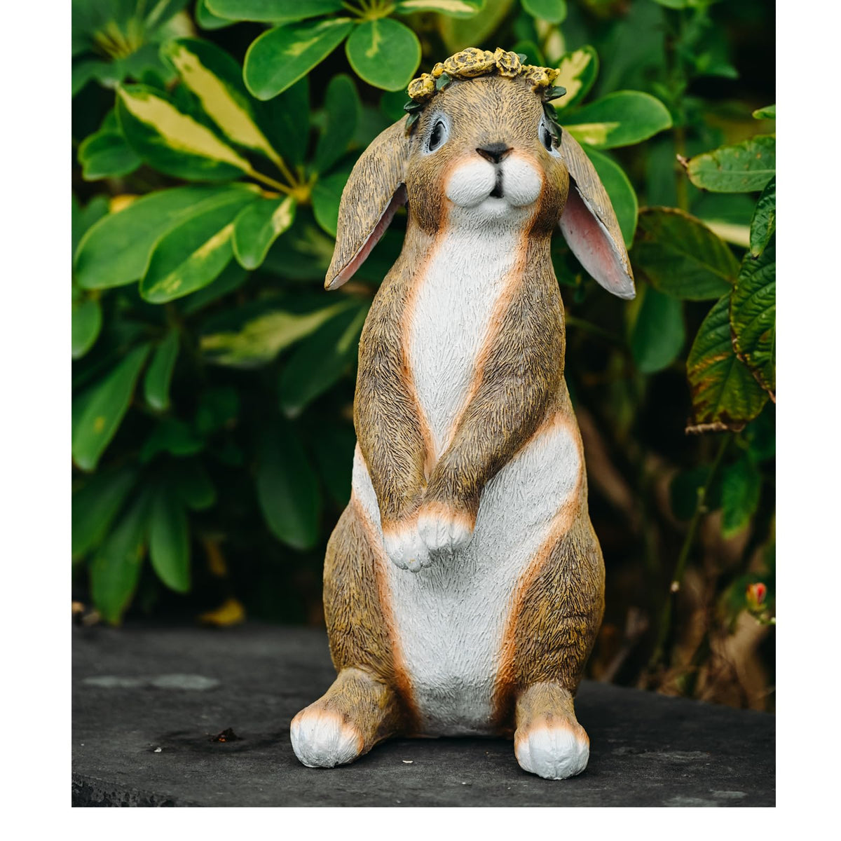 Lonyin Deco Bunny Garden Statue front view adds welcoming charm to your yard.