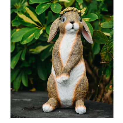 Lonyin Deco Bunny Garden Statue front view adds welcoming charm to your yard.