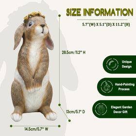 Lonyin Deco Bunny Garden Statue side view highlights dimensional outdoor detail.