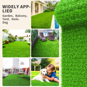 LOOBANI artificial grass rug easy-clean action implies rinsing with hose simplifies maintenance.