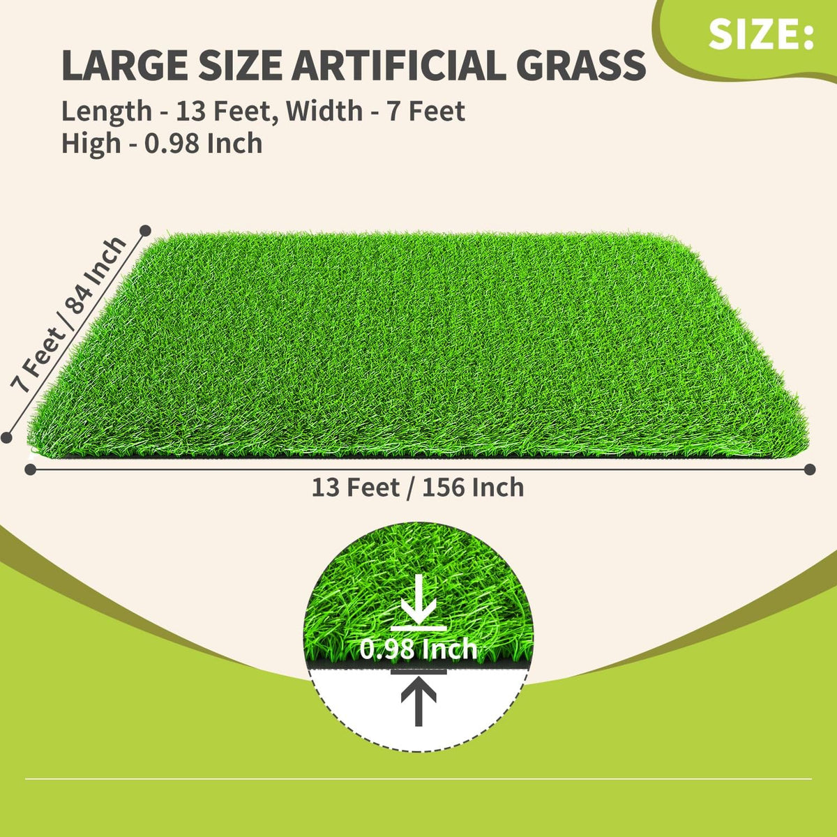 LOOBANI artificial grass rug UV-resistant material resists sun fading.