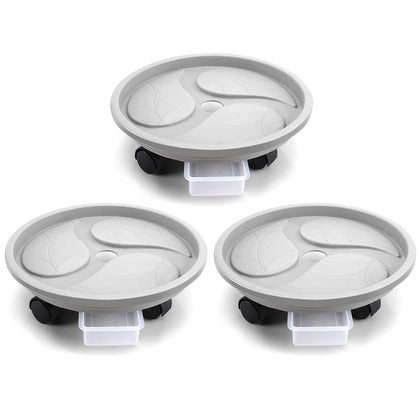 Looca plant caddy with wheels and drainage tray enables easy repositioning of heavy planters.
