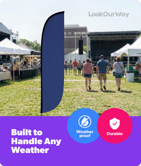 LookOurWay blue grand opening flag for outdoor promotion