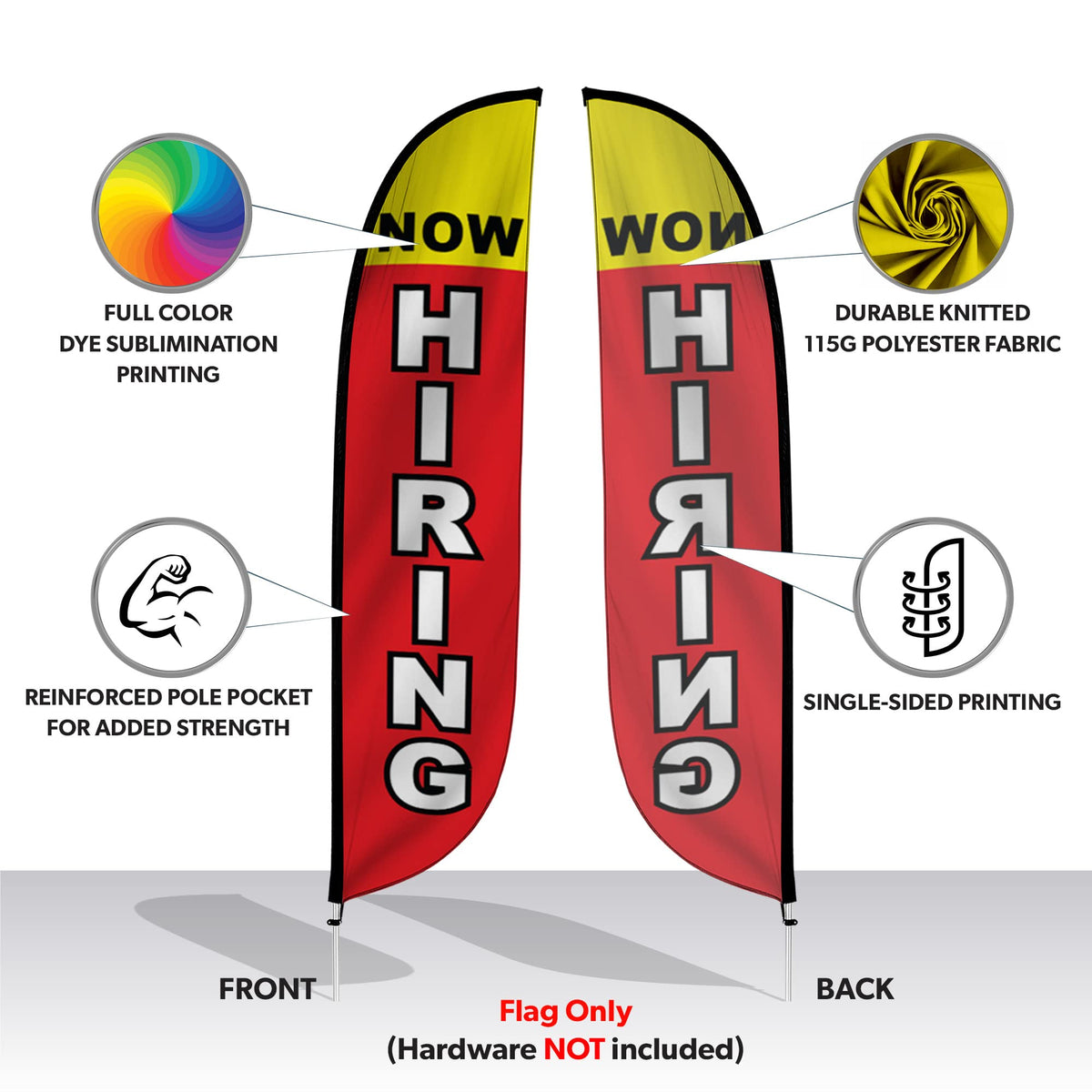 LookOurWay outdoor feather flag design attracts customers at storefronts and events.