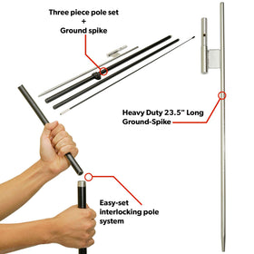 LookOurWay ground spike enables quick, stable outdoor setup
