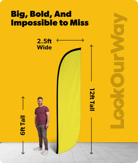 LookOurWay UV-resistant polyester flag designed for windy outdoor signage