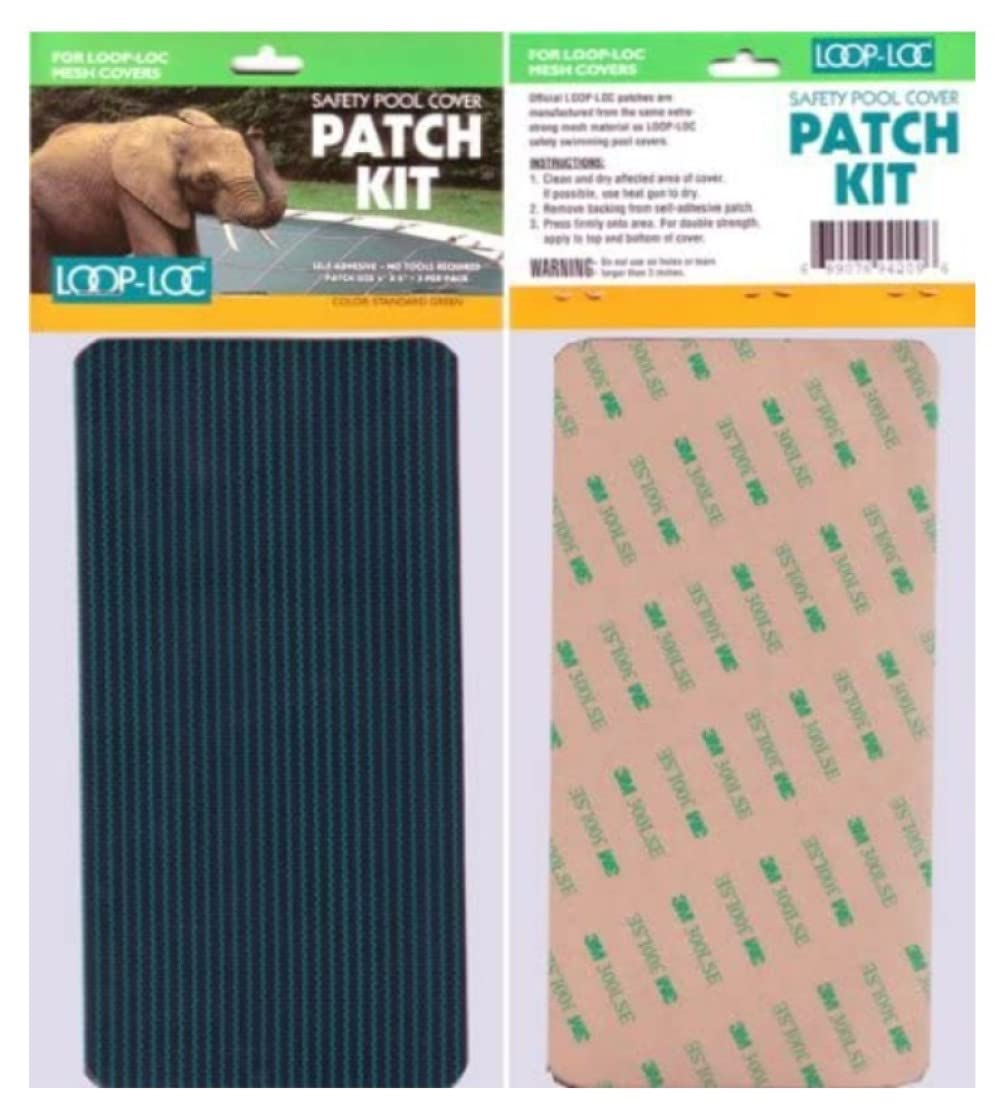 Patch application demonstration on a Loop-Loc green mesh safety cover.