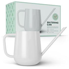 LOOPSEED metal watering can in brilliant white with durable gooseneck spout for precise indoor watering.