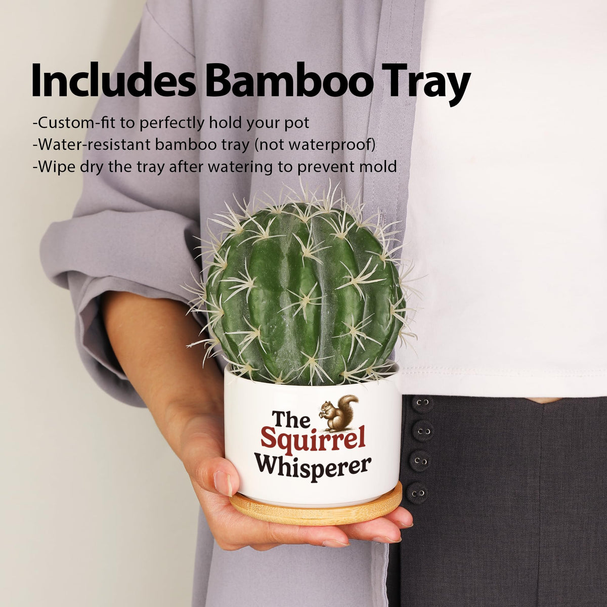 Loovelo drainage hole and bamboo saucer help prevent overwatering.