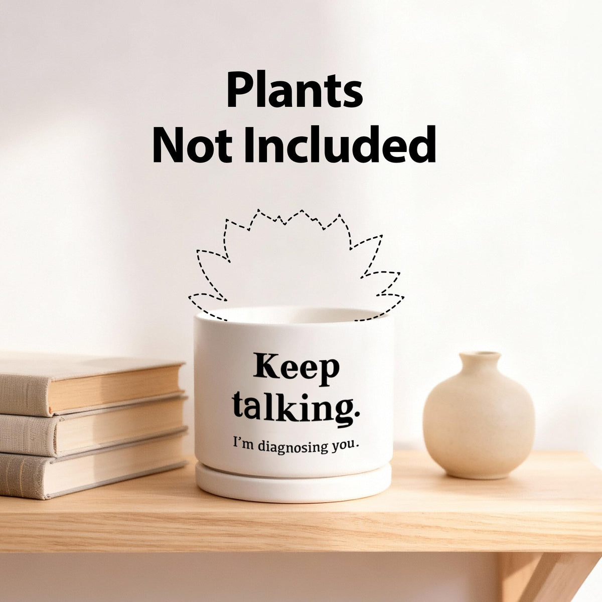 Loovelo round white ceramic pot suitable for small plants