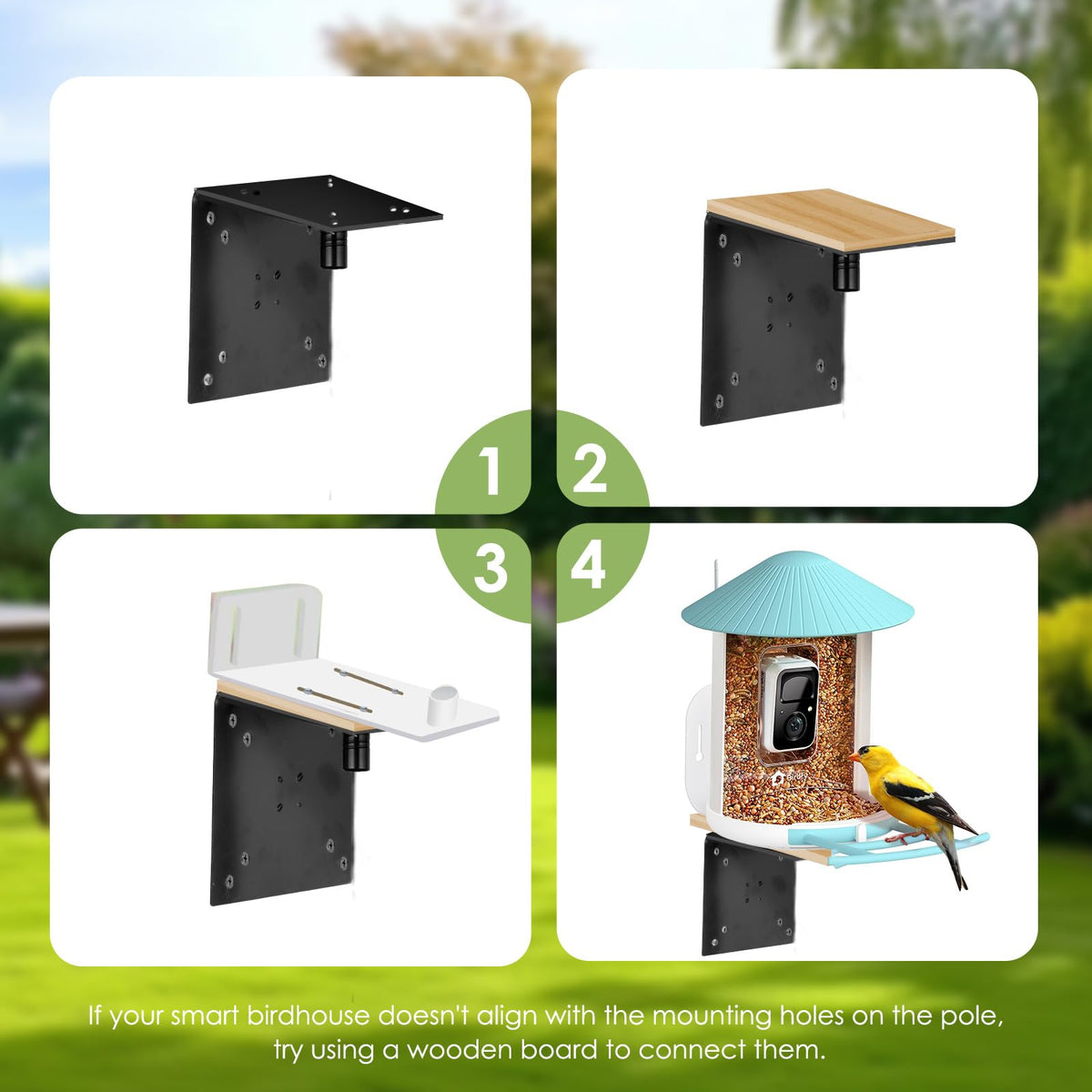 LOPANNY adjustable-bird-pole height supports different bird houses and feeder heights.
