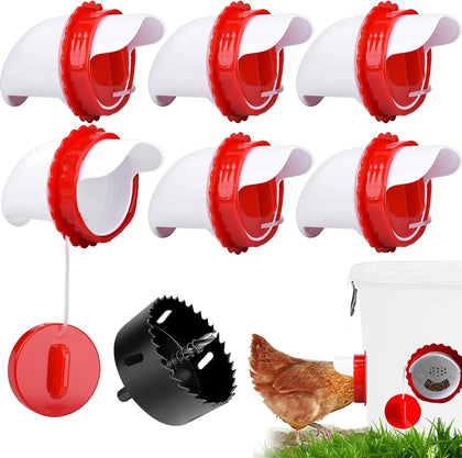 lopopvsys chicken feeder port kit 6-pack for turning a bucket into an automatic feeder.