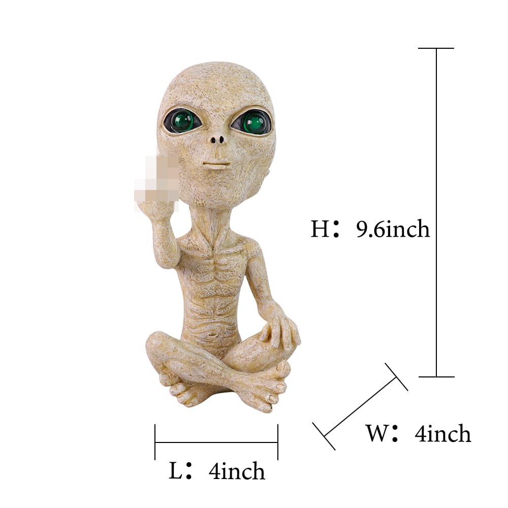 Lopoti Solar Light Alien Statue shown as a conversation starter in the yard.