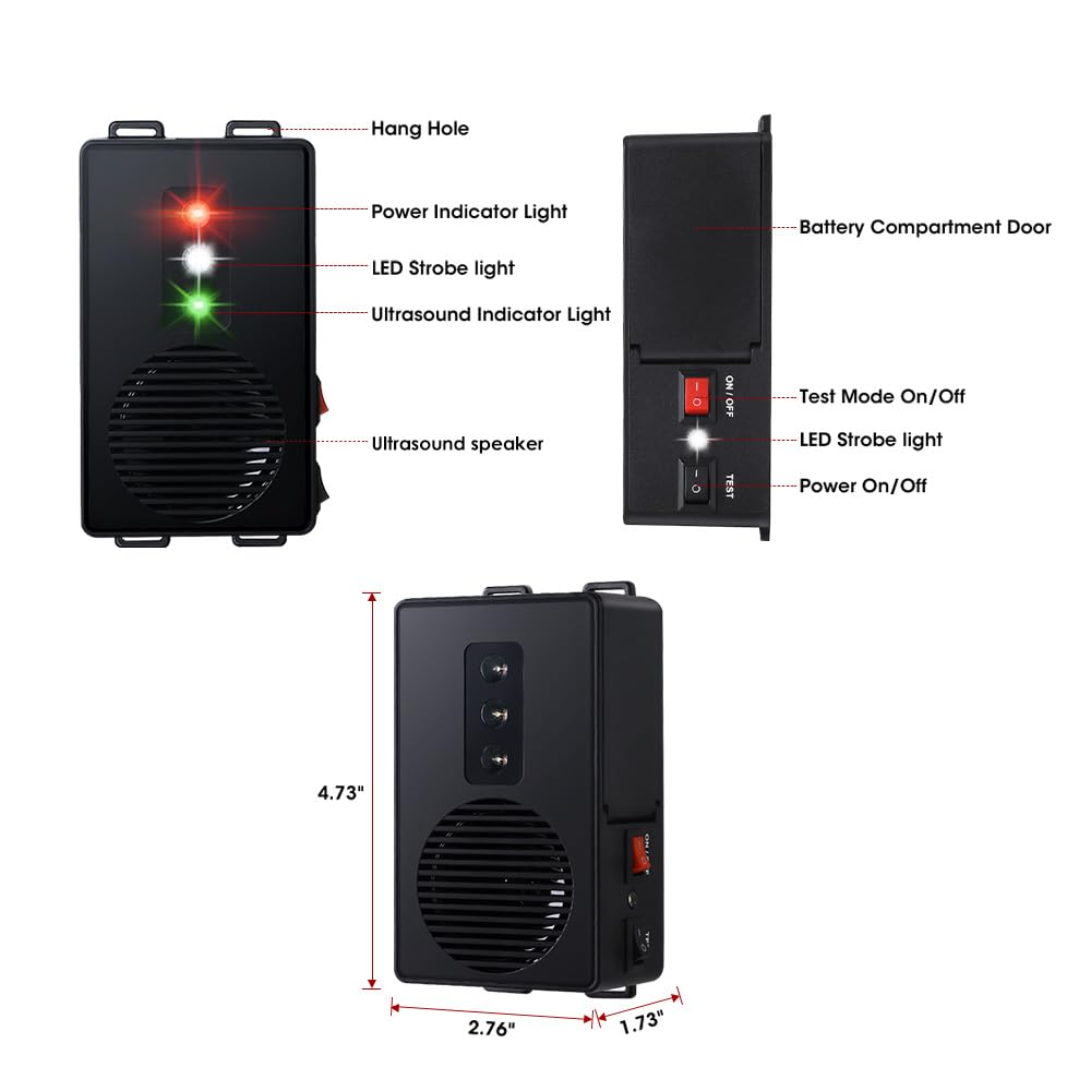 Loraffe ultrasonic strobe lights deter rats and mice quietly