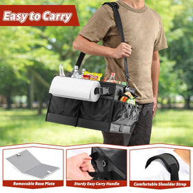 Lorbro Grill Caddy folds flat for compact storage after outdoor meals